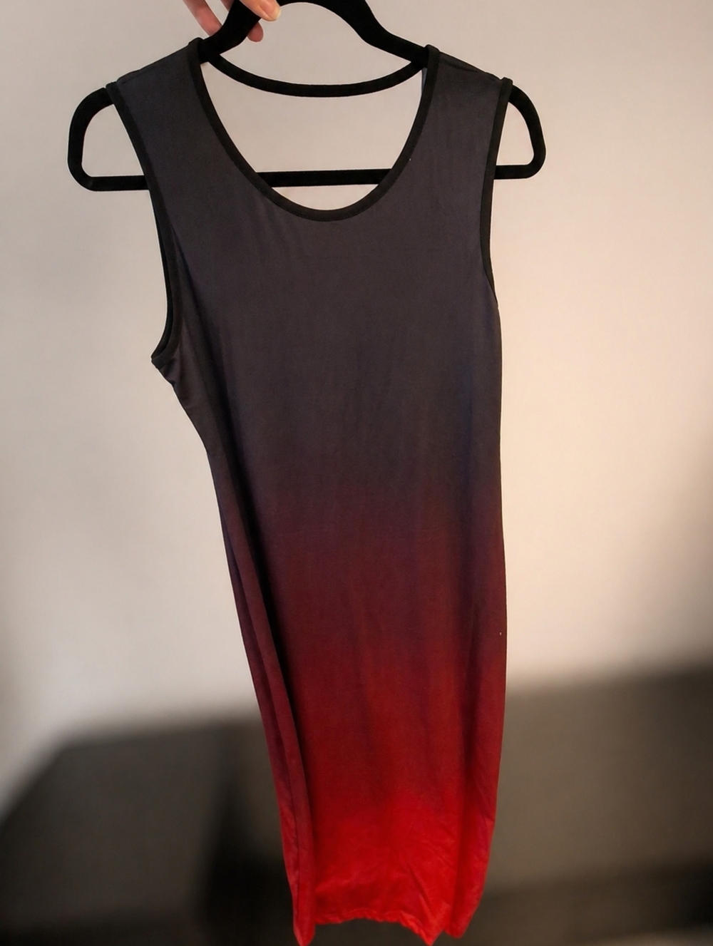 Sleeveless Ombre Bodycon Maxi Dress - Black to Red NWOT